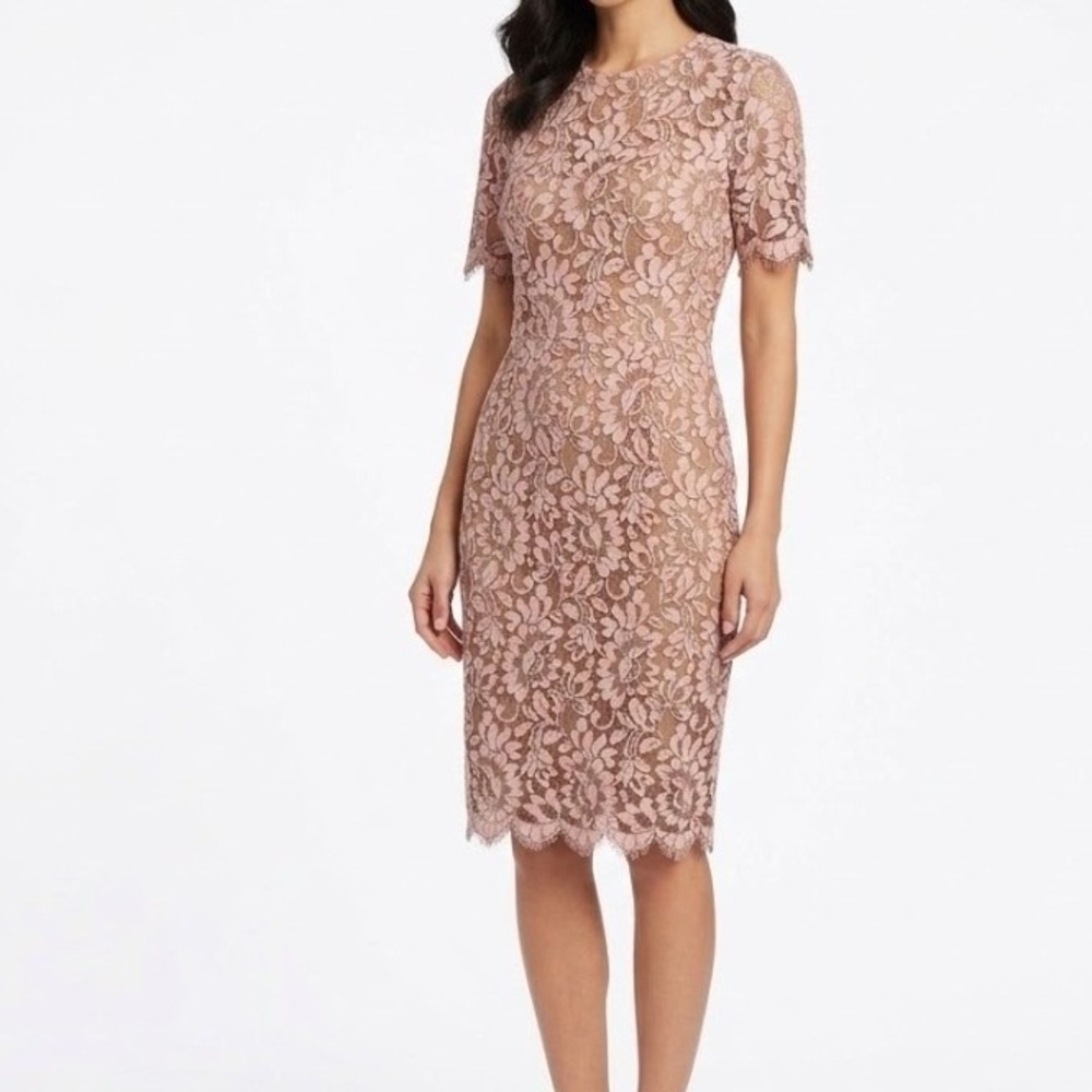 Eliza J Womens NWT Embroidered Lace Cocktail Midi Dress Formal Party Pink 8 M